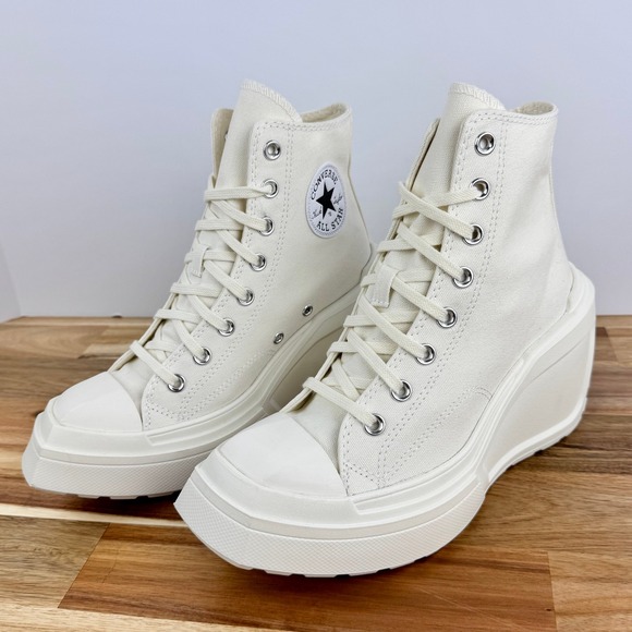 NEW Converse Chuck 70 De Luxe Wedge Heels White Platform Canvas High Top Shoes - Picture 1 of 8